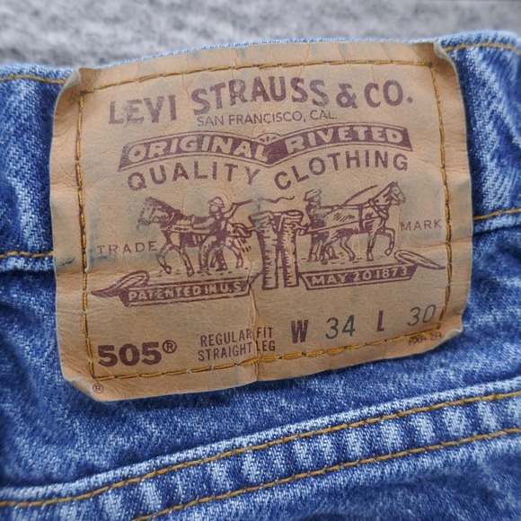 Levis Mens 505 Regular Fit Straight Leg Jeans Size 34x30* Blue Denim Mid Rise - Picture 6 of 12